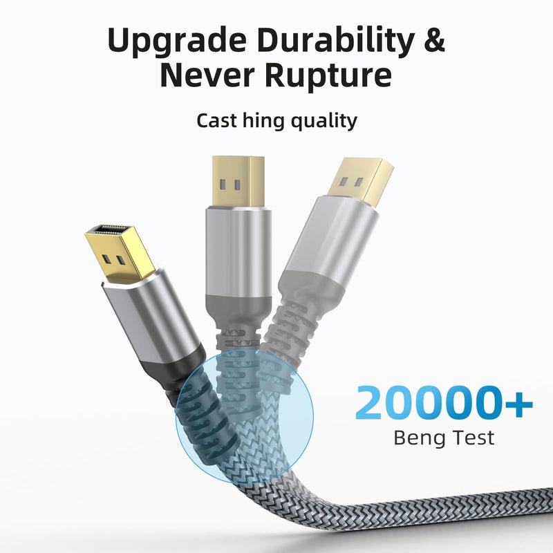 looyotul 8K DisplayPort Cable,DP 1.4 Cable 30ft(8K@60Hz,4K@144Hz,2K@240Hz) Support 32.4Gbps,Gold Plated Connector,High Refresh Rate for Gaming Monitor,HDR,FreeSync G-Sync,Graphics Card,PC - Image 4